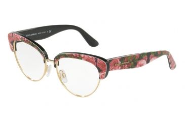 Image of Dolce&amp;Gabbana DG3247 Eyeglass Frames 3127-53 - Print Rose On Black Frame