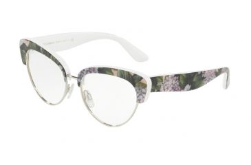 Image of Dolce&amp;Gabbana DG3247 Eyeglass Frames 3149-53 - Print Hydrangea On White Frame