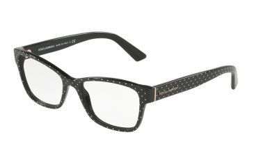 Image of Dolce&amp;Gabbana DG3274 Eyeglass Frames 3126-52 - Pois White Son Black Frame