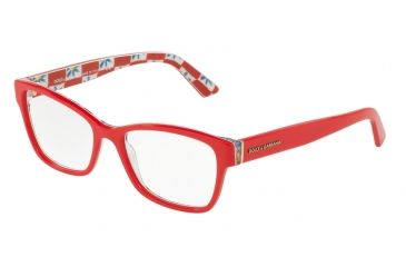 Image of Dolce&amp;Gabbana DG3274 Eyeglass Frames 3129-54 - Red On Mambo Print Frame
