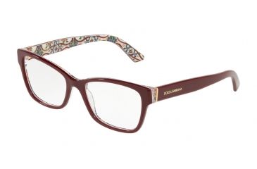 Image of Dolce&amp;Gabbana DG3274 Eyeglass Frames 3179-54 - Bordeaux On New Maiolica Frame