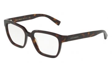 Image of Dolce&amp;Gabbana DG3282 Single Vision Prescription Eyeglasses 502-52 - Havana Frame