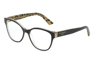 Image of Dolce&amp;Gabbana DG3322 Eyeglass Frames 3235-52 - Black On Leo Glitter Gold
