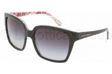 Image of Dolce &amp; Gabbana DG4077M Sunglasses 17918G-5817 - Ext Black/Int Flower Gray Gradient