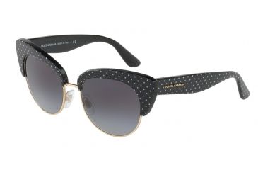 Image of Dolce&amp;Gabbana DG4277 Sunglasses 31268G-52 - Pois White On Black Frame, Grey Gradient Lenses