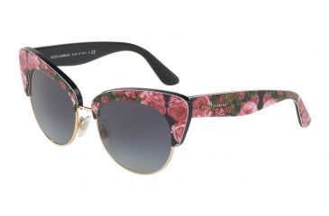 Image of Dolce&amp;Gabbana DG4277 Sunglasses 31278G-52 - Print Rose On Black Frame, Grey Gradient Lenses