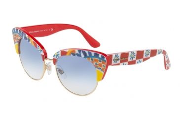 Image of Dolce&amp;Gabbana DG4277 Sunglasses 312819-52 - Print Mambo On Red Frame, Blue Gradient Lenses