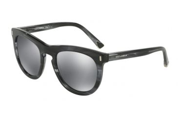 Image of Dolce&amp;Gabbana DG4281 Sunglasses 29246G-52 - Striped Anthracite Frame, Grey Mirror Black Lenses