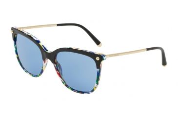 Image of Dolce&amp;Gabbana DG4333 Sunglasses 318172-55 - Top Black On Memphis Frame, Light Blue Lenses