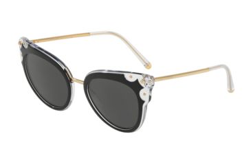 Image of Dolce&amp;Gabbana DG4340 Progressive Prescription Sunglasses, 51mm, Top Black On Crystal, DG4340-675-87-51-PRO