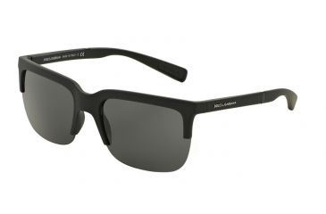 Image of Dolce&amp;Gabbana DG6097 Sunglasses 261687-58 - Black Rubber Frame, Grey Lenses