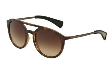 Image of Dolce&amp;Gabbana DG6101 Sunglasses 302813-53 - Matte Havana/gunmetal Frame, Brown Gradient Lenses