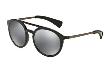 Image of Dolce&amp;Gabbana DG6101 Sunglasses 501/6G-53 - Black/matte Gunmetal Frame, Grey Mirror Black Lenses