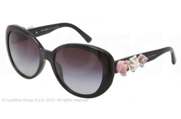 Image of Dolce&amp;Gabbana FLOWERS DG4183 Sunglasses 501/8G-57 - Black Frame, Gray Gradient Lenses