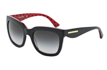 Image of Dolce&amp;Gabbana GOLD LEAF DG4197 Progressive Prescription Sunglasses DG4197-28718G-53 - Lens Diameter 53 mm, Frame Color Black/Pois Black/Red