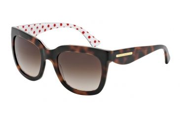 Image of Dolce&amp;Gabbana GOLD LEAF DG4197 Progressive Prescription Sunglasses DG4197-287213-53 - Lens Diameter 53 mm, Frame Color Havana/Pois Red/White