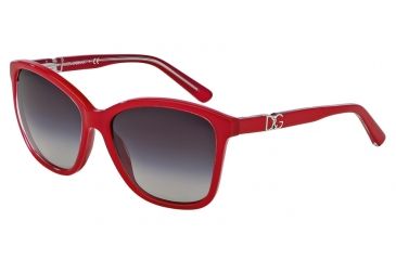 Image of Dolce&amp;Gabbana ICONIC LOGO DG4170P Sunglasses 27758G-57 - Top Crystal On Pearl Red Frame, Grey Gradient Lenses