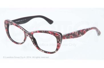 Image of Dolce&amp;Gabbana LACE DG3166 Single Vision Prescription Eyeglasses 2778-53 - Top Black Flowers On Black Frame