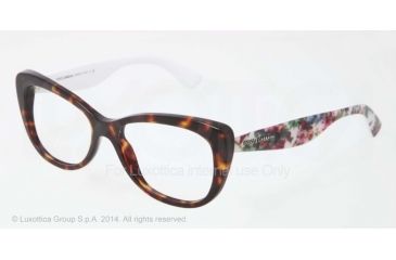 Image of Dolce&amp;Gabbana LACE DG3166 Single Vision Prescription Eyeglasses 2783-51 - Havana Frame
