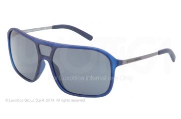 Image of Dolce&amp;Gabbana LIFESTYLE DG6083 Sunglasses 265087-34 - Blue Rubber Frame, Grey Lenses