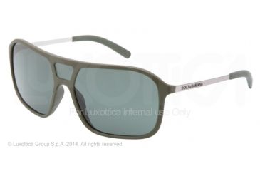 Image of Dolce&amp;Gabbana LIFESTYLE DG6083 Sunglasses 277771-34 - Green Rubber Frame, Grey Green Lenses