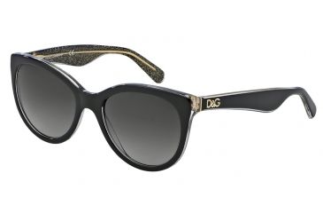 Image of Dolce&amp;Gabbana LIP GLOSS DG4192 Sunglasses 27378G-53 - Top Black/glitter Gold Frame, Gray Gradient Lenses