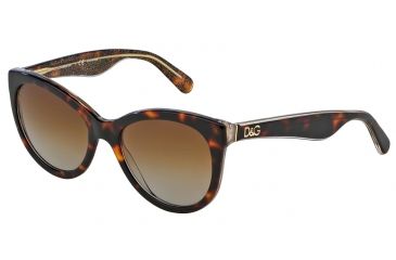 Image of Dolce&amp;Gabbana LIP GLOSS DG4192 Sunglasses 2738T5-53 - Top Havana/glitter Gold Frame, Polar Brown Gradient Lenses