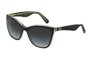Image of Dolce&amp;Gabbana LIP GLOSS DG4193 Sunglasses 27378G-56 - Top Black/glitter Gold Frame, Gray Gradient Lenses