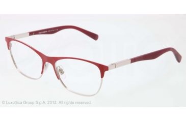 Image of Dolce&amp;Gabbana LIPSTICK DG1246 Eyeglass Frames 1223-53 - Matte Red/silver Frame, Demo Lens Lenses