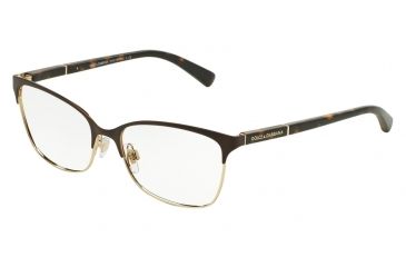 Image of Dolce&amp;Gabbana LOGO PLAQUE DG1268 Bifocal Prescription Eyeglasses 1254-54 - Matte Brown/Pale Gold Frame