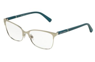 Image of Dolce&amp;Gabbana LOGO PLAQUE DG1268 Bifocal Prescription Eyeglasses 1256-54 - Matte Silver/Silver Frame
