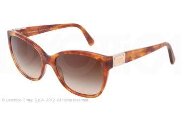 Image of Dolce&amp;Gabbana LOGO PLAQUE DG4195 Sunglasses 706/13-56 - Light Havana Frame, Brown Gradient Lenses