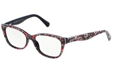 Image of Dolce&amp;Gabbana MATT SILK DG3136 Prescription Eyeglasses 2778-55 - Top Black Flowers On Black Frame
