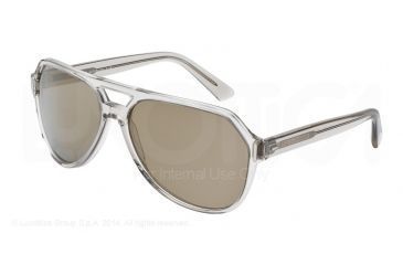 Image of Dolce&amp;Gabbana NEW BOND STREET DG4224 Sunglasses 28226G-61 - Transparent Grey Frame, Light Brown Mirror Gold Lenses