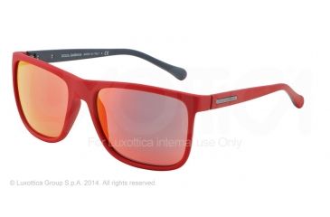 Image of Dolce&amp;Gabbana OVER-MOLDED RUBEBR DG6086 Single Vision Prescription Sunglasses DG6086-28086Q-56 - Lens Diameter 56 mm, Frame Color Red Rubber