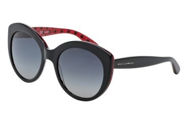 Image of Dolce&amp;Gabbana POIS DG4227 Sunglasses 2871T3-54 - Black/Pois Black/Red Frame, Polar Grey Gradient Lenses