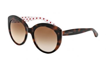 Image of Dolce&amp;Gabbana POIS DG4227 Sunglasses 287213-54 - Havana/Pois Red/White Frame, Brown Gradient Lenses