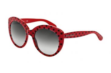 Image of Dolce&amp;Gabbana POIS DG4227 Sunglasses 28738G-54 - Top Black Pois/red Frame, Grey Gradient Lenses
