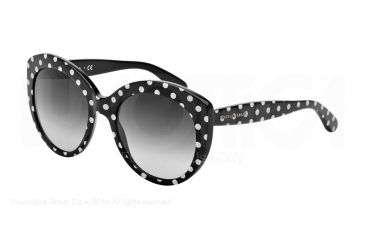 Image of Dolce&amp;Gabbana POIS DG4227 Sunglasses 28748G-54 - Top White Pois/black Frame, Grey Gradient Lenses