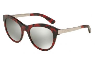 Image of Dolce&amp;Gabbana SICILIAN TASTE DG4243 Sunglasses 28896G-53 - Bordeaux Cube Frame, Light Grey Mirror Silver Lenses