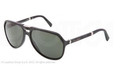Image of Dolce&amp;Gabbana SMALL SICILIAN HINGE DG4196 Sunglasses 501/R5-61 - Black Frame, Crystal MG Gray Lenses