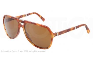 Image of Dolce&amp;Gabbana SMALL SICILIAN HINGE DG4196 Sunglasses 706/53-61 - Light Havana Frame, crystal mg brown Lenses