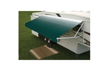 Image of DOMETIC 188.731 9100 Power Patio Awning With Polar White Weathershield, Meadow Green Linen Fade, 10ft, 915NW10.000B