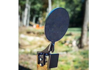 Image of Double Tap Industries 3/8in AR500 8in Target w/2x4 Armored Knockdown Hanger, Raw/Black, TS-2x4-KD