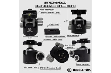 Image of Double Tap Industries Stronghold Aluminum Shooting Tripod w/Ball Head, Black, TRI-A-002BH