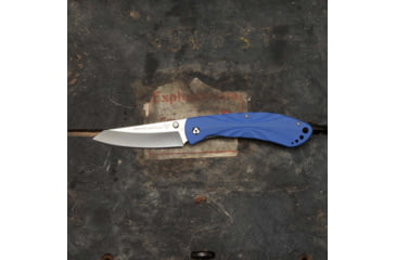 Image of DoubleStar Folding Knife, D2 Tool Steel, 8 inches, Brimstone, Satin Blade Blue Handle, DSKI100-BLSA