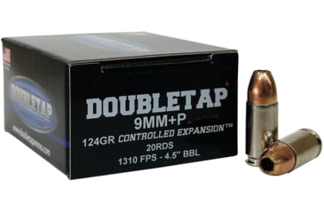 Image of Doubletap Ammunition 9mm Luger 124 grain Hollow Point Brass Cased Pistol Ammo, 20 Rounds, 9MM124HP20
