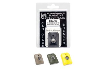 Image of DPM Polymer Magazine Floorplate - Car Glass Breaker for Glock/SW/Sig, Black, Desert Tan, Green, Yellow