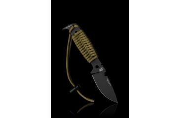 Image of DPx Gear HEST II Assault Fixed Blade Knife,3.15in, Black Satin Tool Steel Blade w/ Coyote Brown Paracord Wrap DPHSX022