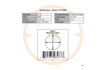 Image of Dead Ringer Dead Ringer 3-9x40 Scope, Black, DR4777